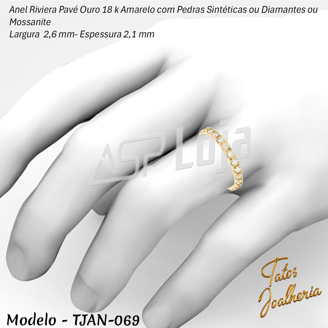Aliança Agregada de Casamento ou Noivado em ouro amarelo 18K largura 2,50mm - TJAN069 - Imagem 3