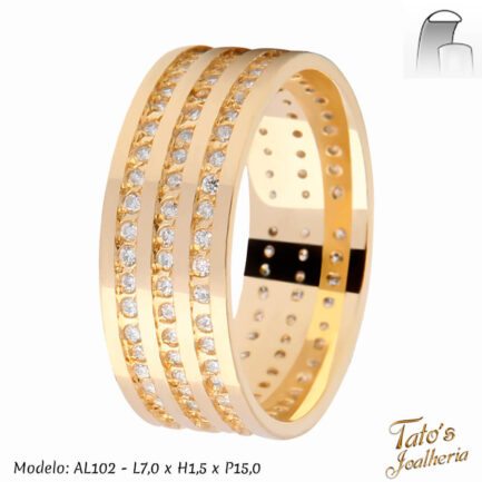 Aliança de Casamento e Noivado Ouro 18K Com Pedras - Imagem 2
