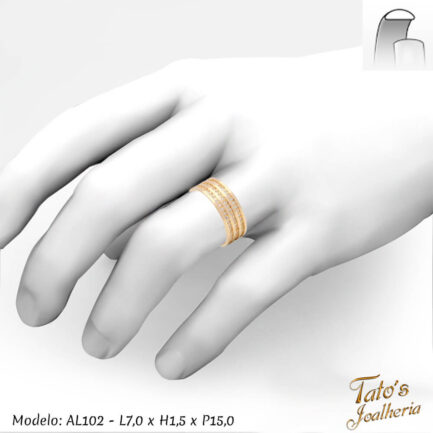 Aliança de Casamento e Noivado Ouro 18K Com Pedras - Imagem 3