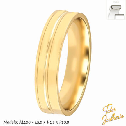 Aliança de Ouro com Pedras Sintéticas - Imagem 3